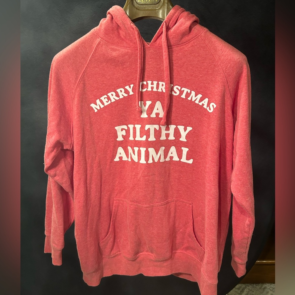 Red Home Alone 'Merry Christmas Ya Filthy Animal' Hoodie Small